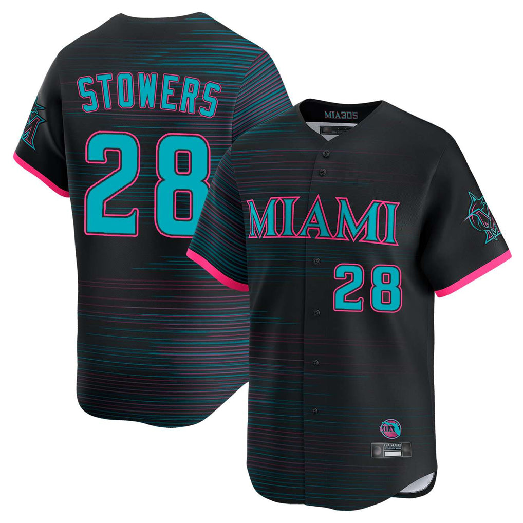 Choea M.Marlins #28 Kyle Stowers Player Black City Connect Home Limited Stitched Jerseys
