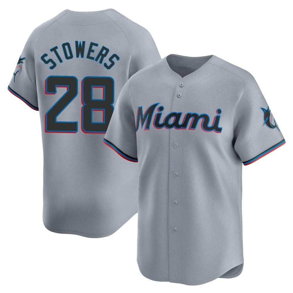 Choea M.Marlins #28 Kyle Stowers Player Gray Home Limited Stitched Jerseys