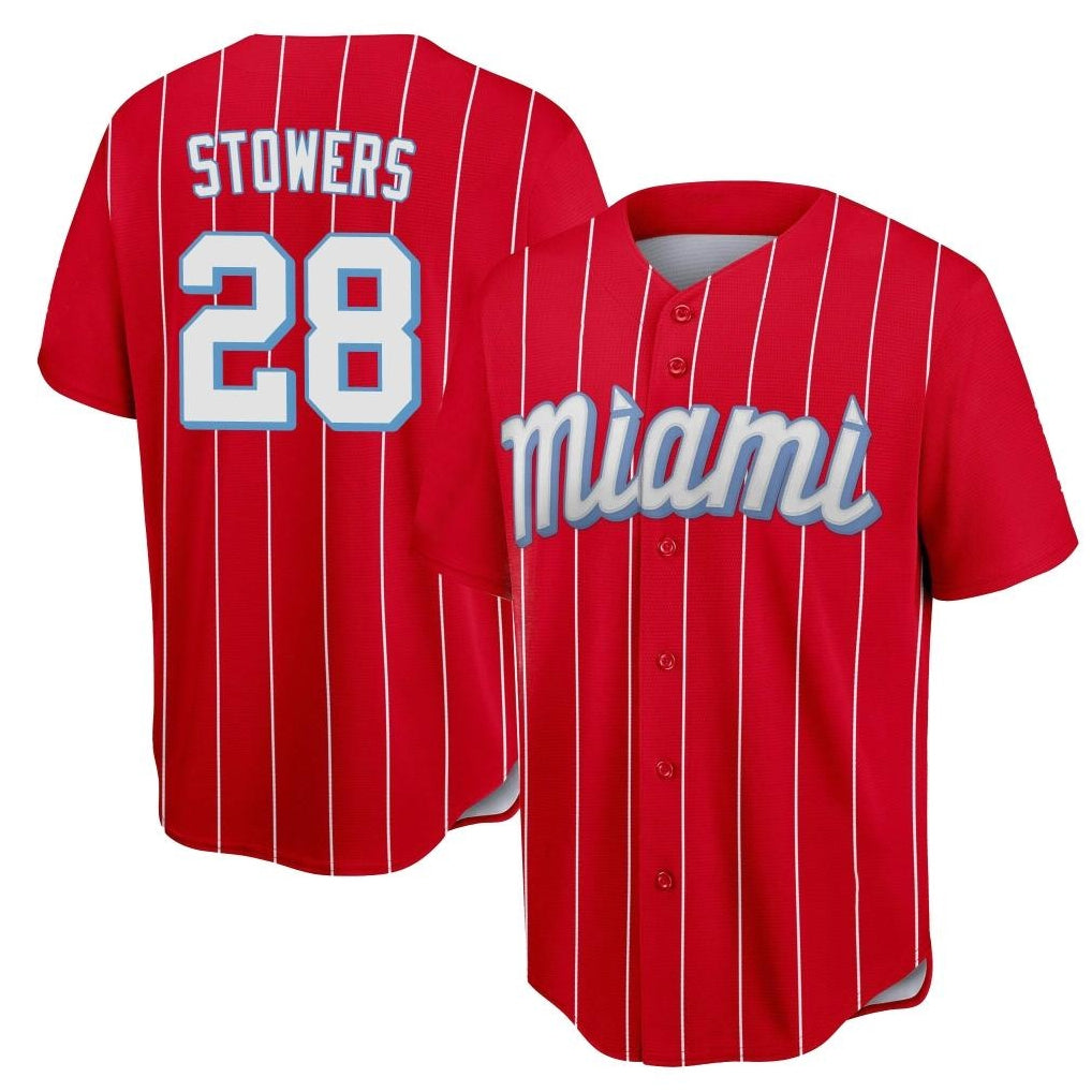 Choea M.Marlins #28 Kyle Stowers Player Red City Connect Home Game Stitched Jerseys