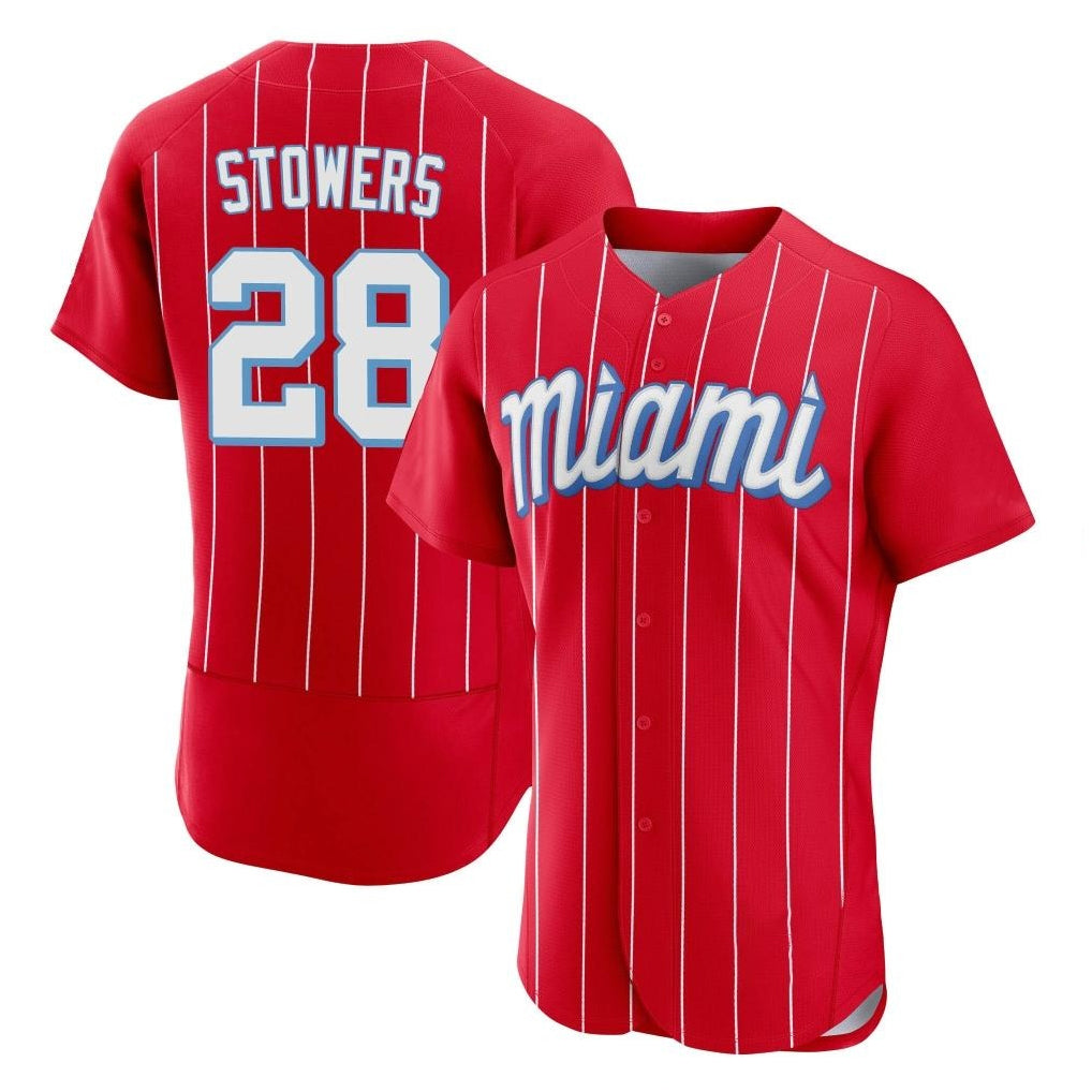Choea M.Marlins #28 Kyle Stowers Player Red City Connect Home Limited Elite Stitched Jerseys