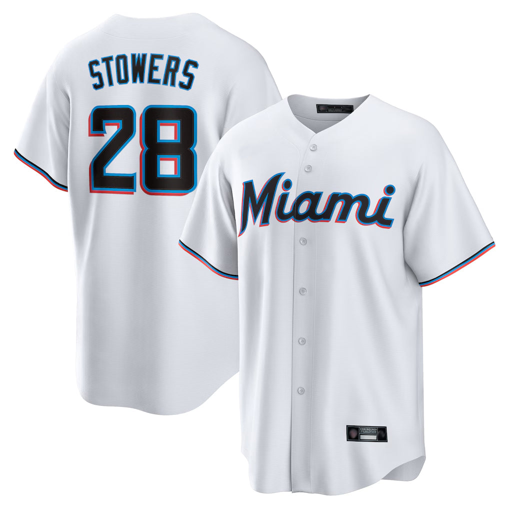 Choea M.Marlins #28 Kyle Stowers Player White  Home Game Stitched Jerseys