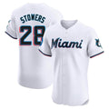 Choea M.Marlins #28 Kyle Stowers Player White  Home Limited Elite Stitched Jerseys