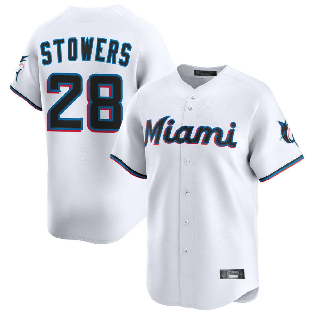 Choea M.Marlins #28 Kyle Stowers Player White  Home Limited Stitched Jerseys