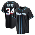 Choea M.Marlins #34 Liam Hicks Player Black Fashion Out Home Game Stitched Jerseys