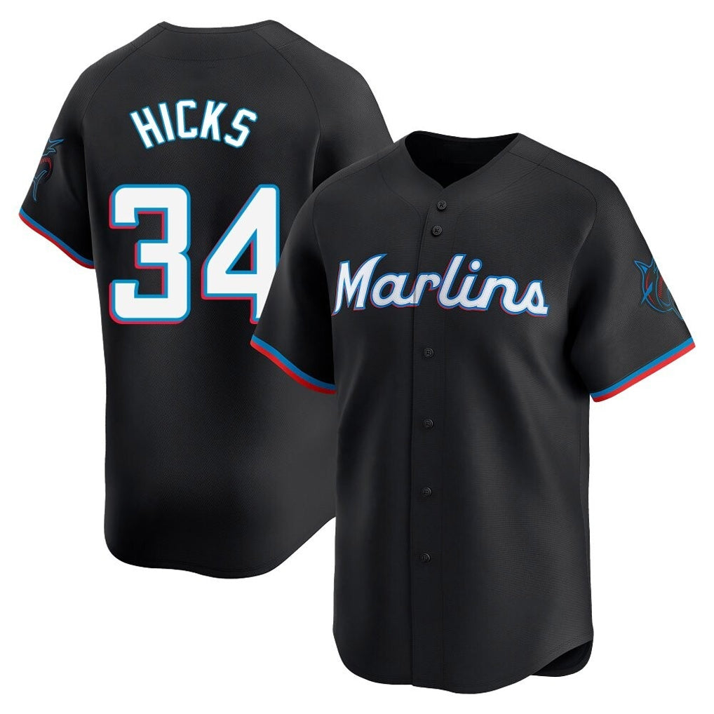 Choea M.Marlins #34 Liam Hicks Player Black Home Limited Stitched Jerseys