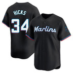 Choea M.Marlins #34 Liam Hicks Player Black Home Limited Stitched Jerseys