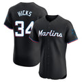 Choea M.Marlins #34 Liam Hicks Player Black Vapor Home Limited Elite Stitched Jerseys