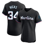 Choea M.Marlins #34 Liam Hicks Player Black Vapor Home Limited Elite Stitched Jerseys