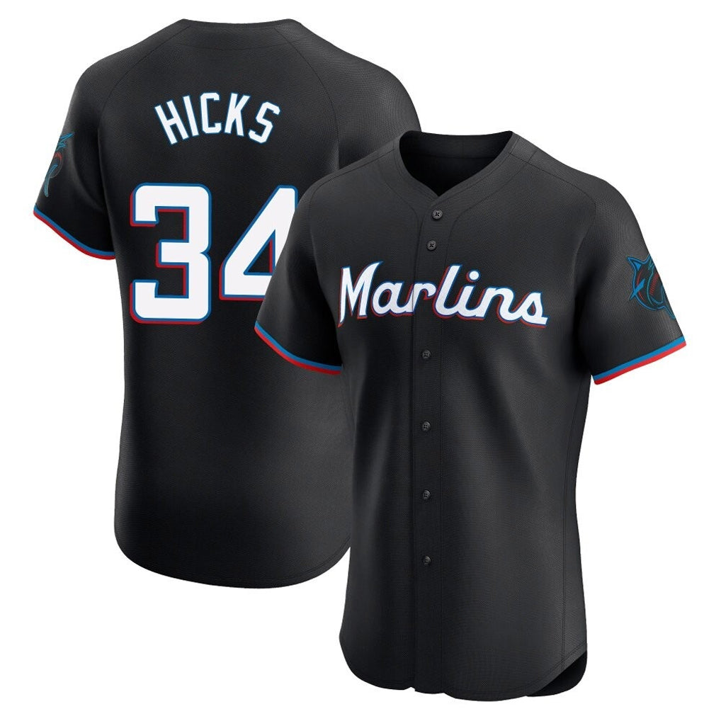Choea M.Marlins #34 Liam Hicks Player Black Vapor Home Limited Elite Stitched Jerseys