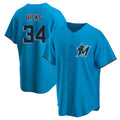 Choea M.Marlins #34 Liam Hicks Player Blue Home Game Stitched Jerseys