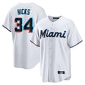 Choea M.Marlins #34 Liam Hicks Player White  Home Game Stitched Jerseys