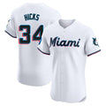 Choea M.Marlins #34 Liam Hicks Player White  Home Limited Elite Stitched Jerseys