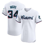 Choea M.Marlins #34 Liam Hicks Player White  Home Limited Elite Stitched Jerseys