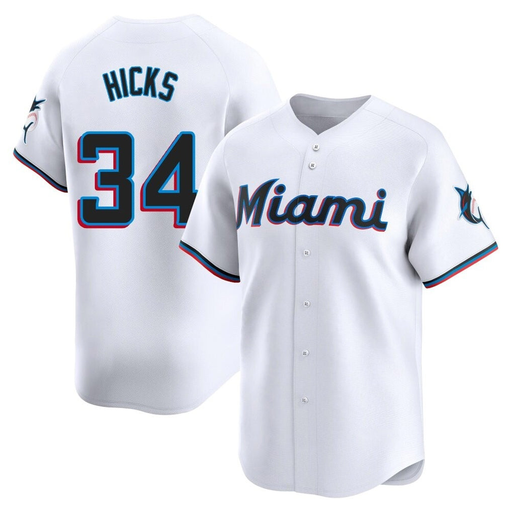 Choea M.Marlins #34 Liam Hicks Player White  Home Limited Stitched Jerseys