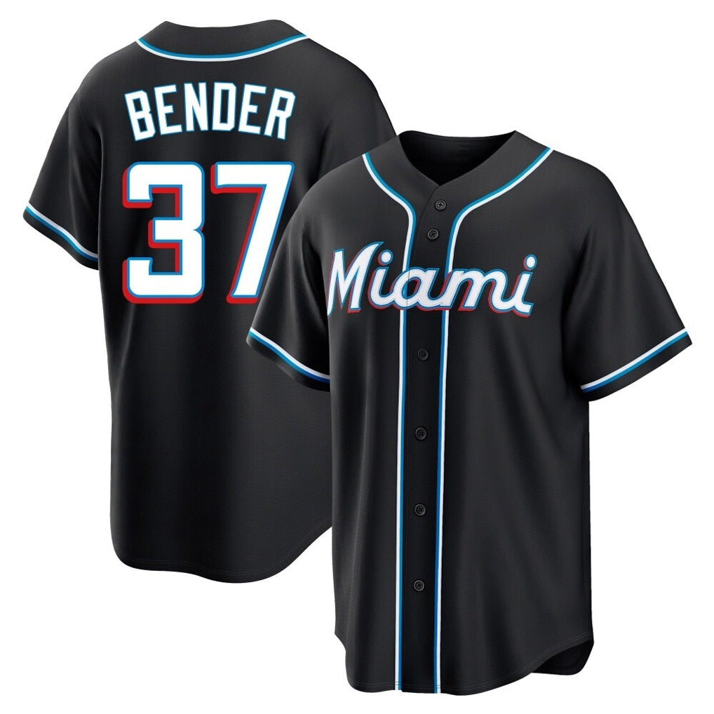 Choea M.Marlins #37 Anthony Bender Player Black Fashion Out Home Game Stitched Jerseys