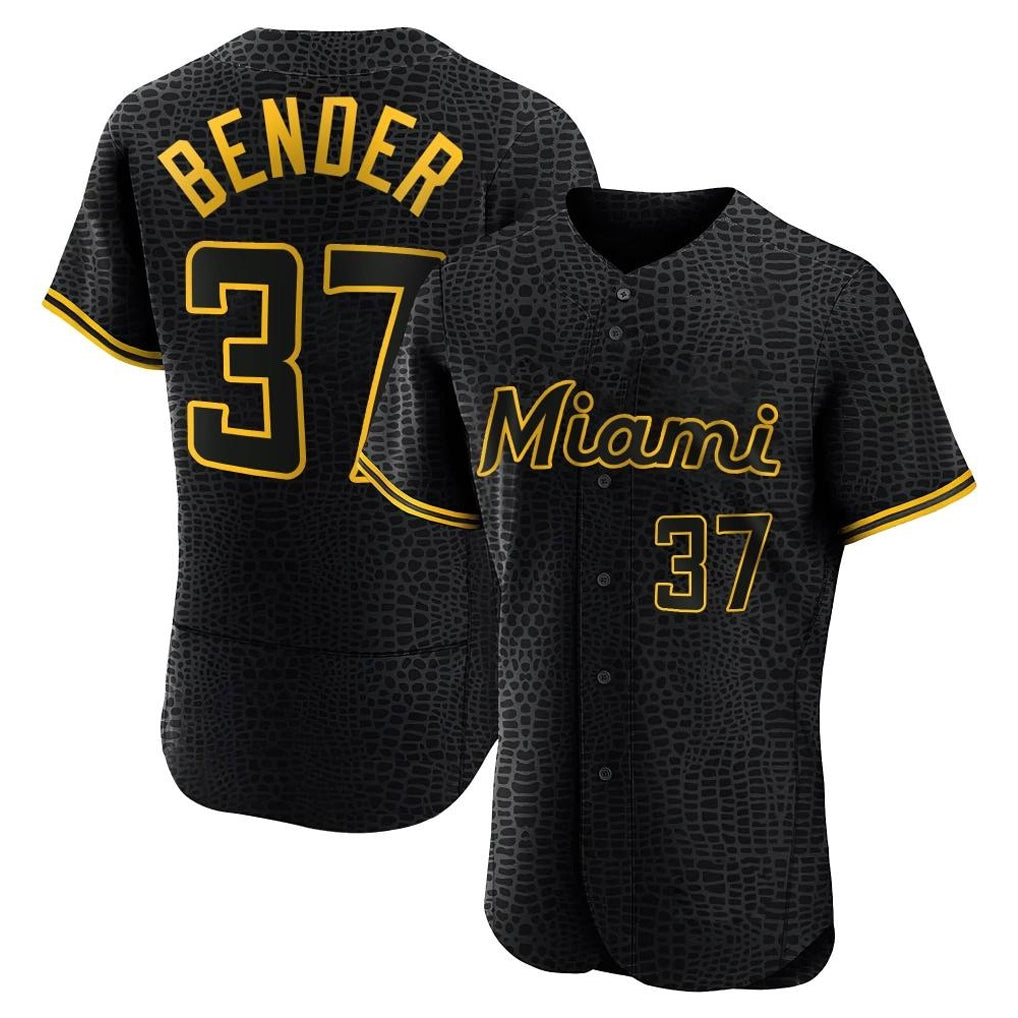Choea M.Marlins #37 Anthony Bender Player Black Snake Skin City Home Limited Elite Stitched Jerseys