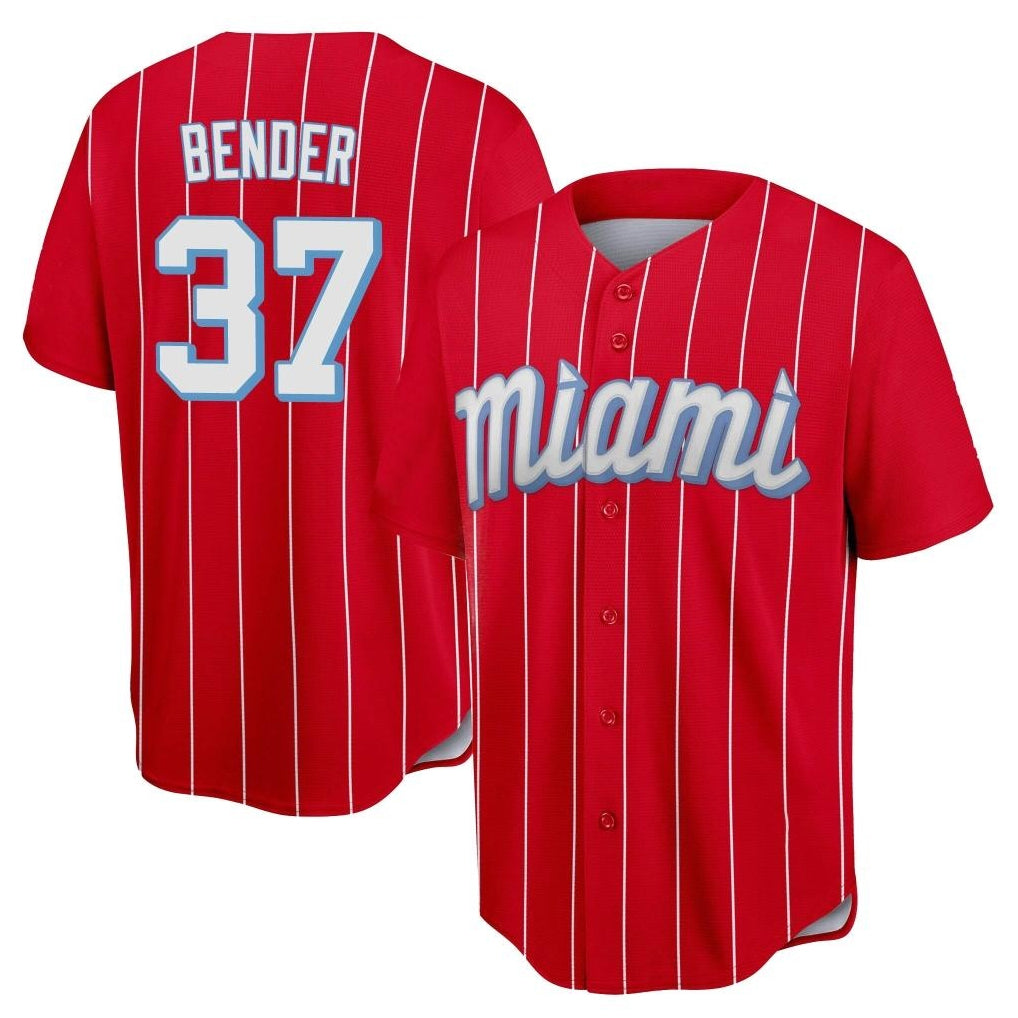 Choea M.Marlins #37 Anthony Bender Player Red City Connect Home Game Stitched Jerseys