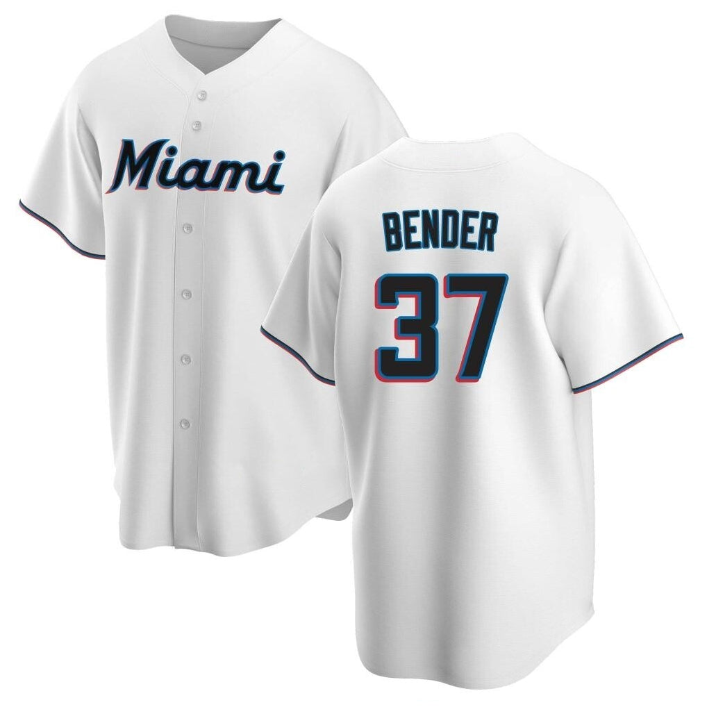 Choea M.Marlins #37 Anthony Bender Player White  Home Game Stitched Jerseys