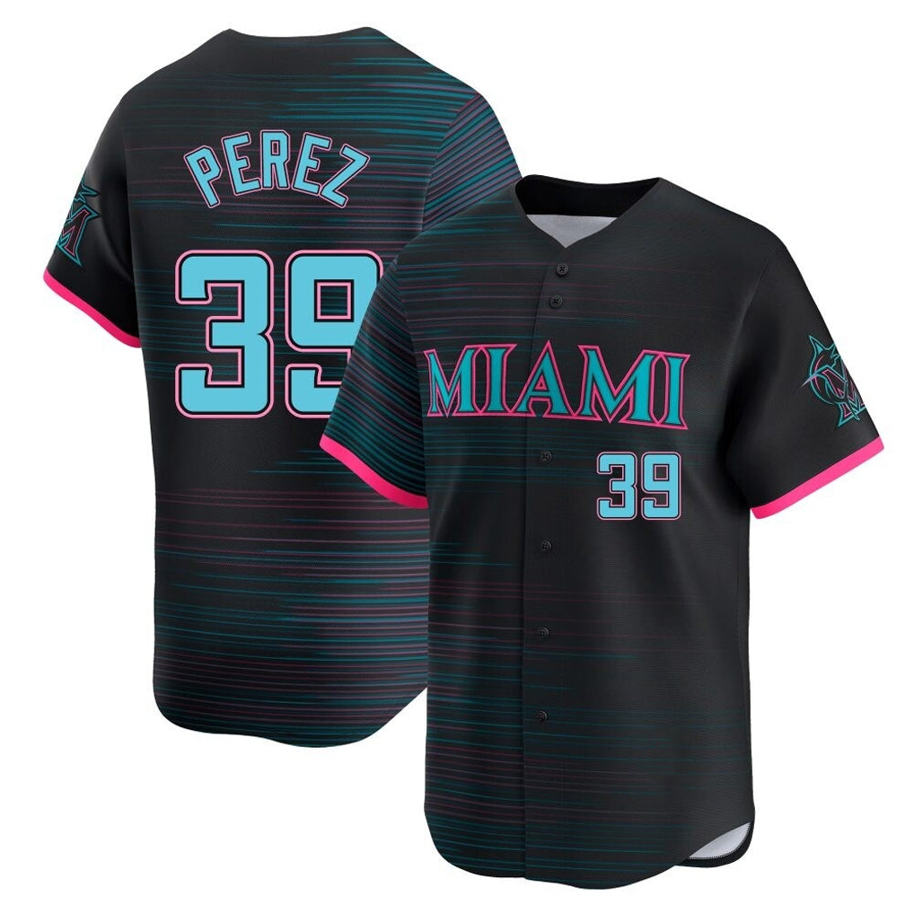 Choea M.Marlins #39 Eury Perez Player Black City Connect Home Limited Stitched Jerseys