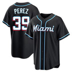 Choea M.Marlins #39 Eury Perez Player Black Fashion Out Home Game Stitched Jerseys