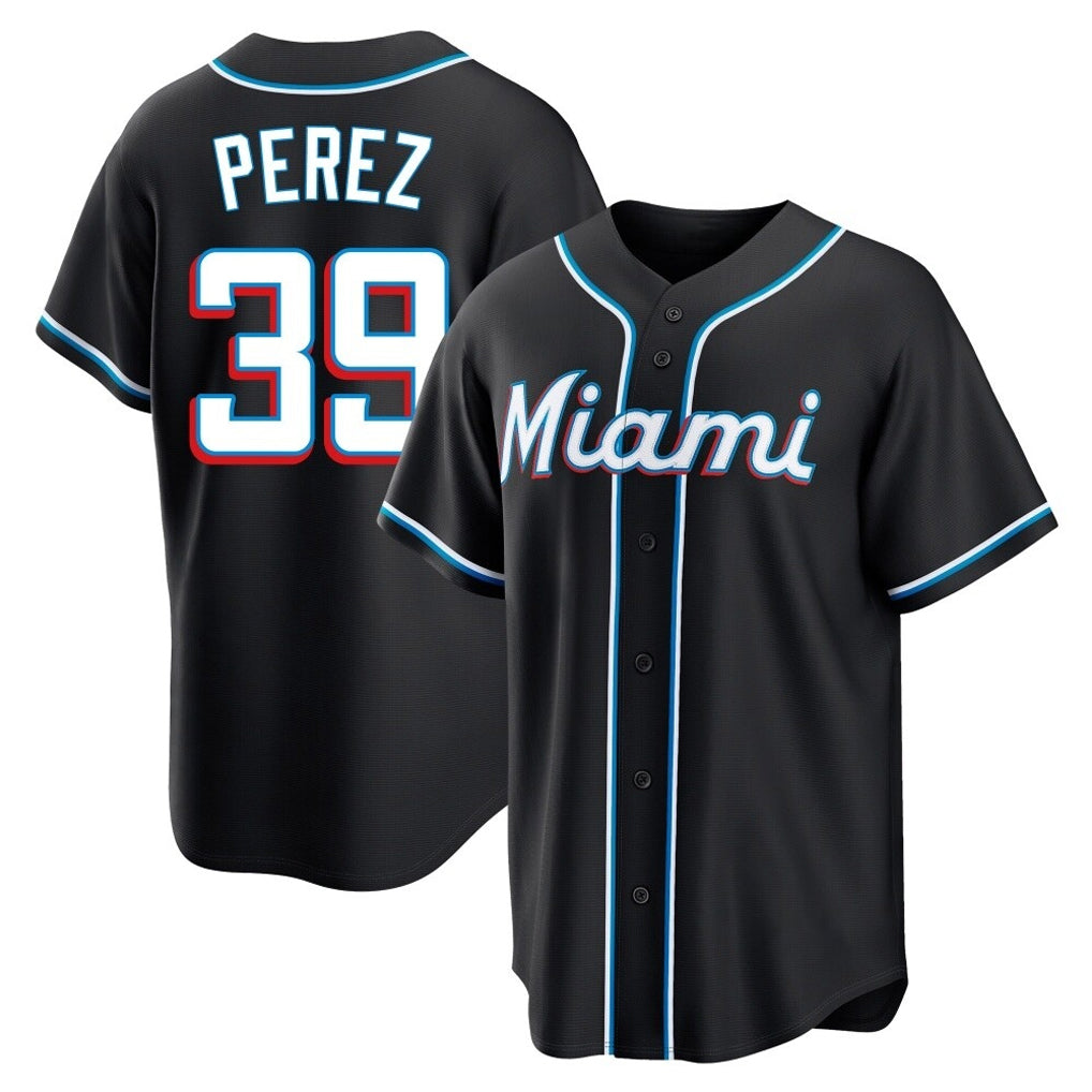 Choea M.Marlins #39 Eury Perez Player Black Fashion Out Home Game Stitched Jerseys