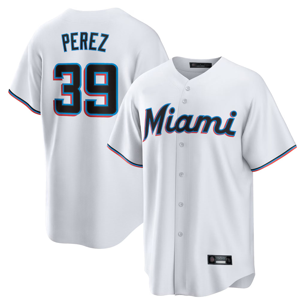 Choea M.Marlins #39 Eury Perez Player White  Home Game Stitched Jerseys