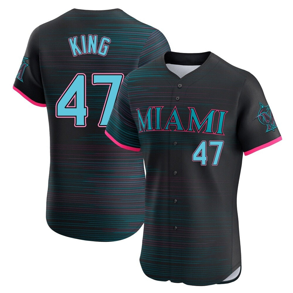 Choea M.Marlins #47 John King Player Black City Connect Home Limited Elite Stitched Jerseys