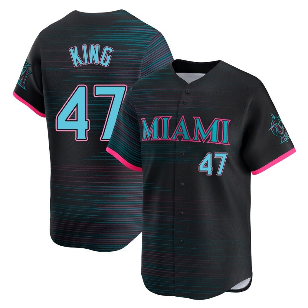 Choea M.Marlins #47 John King Player Black City Connect Home Limited Stitched Jerseys