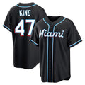 Choea M.Marlins #47 John King Player Black Fashion Out Home Game Stitched Jerseys