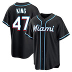 Choea M.Marlins #47 John King Player Black Fashion Out Home Game Stitched Jerseys