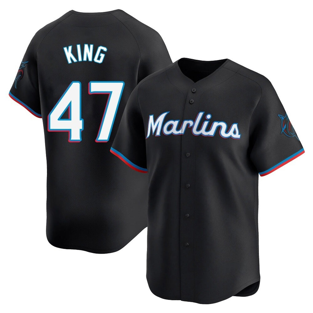 Choea M.Marlins #47 John King Player Black Home Limited Stitched Jerseys