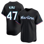 Choea M.Marlins #47 John King Player Black Home Limited Stitched Jerseys