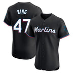 Choea M.Marlins #47 John King Player Black Vapor Home Limited Elite Stitched Jerseys