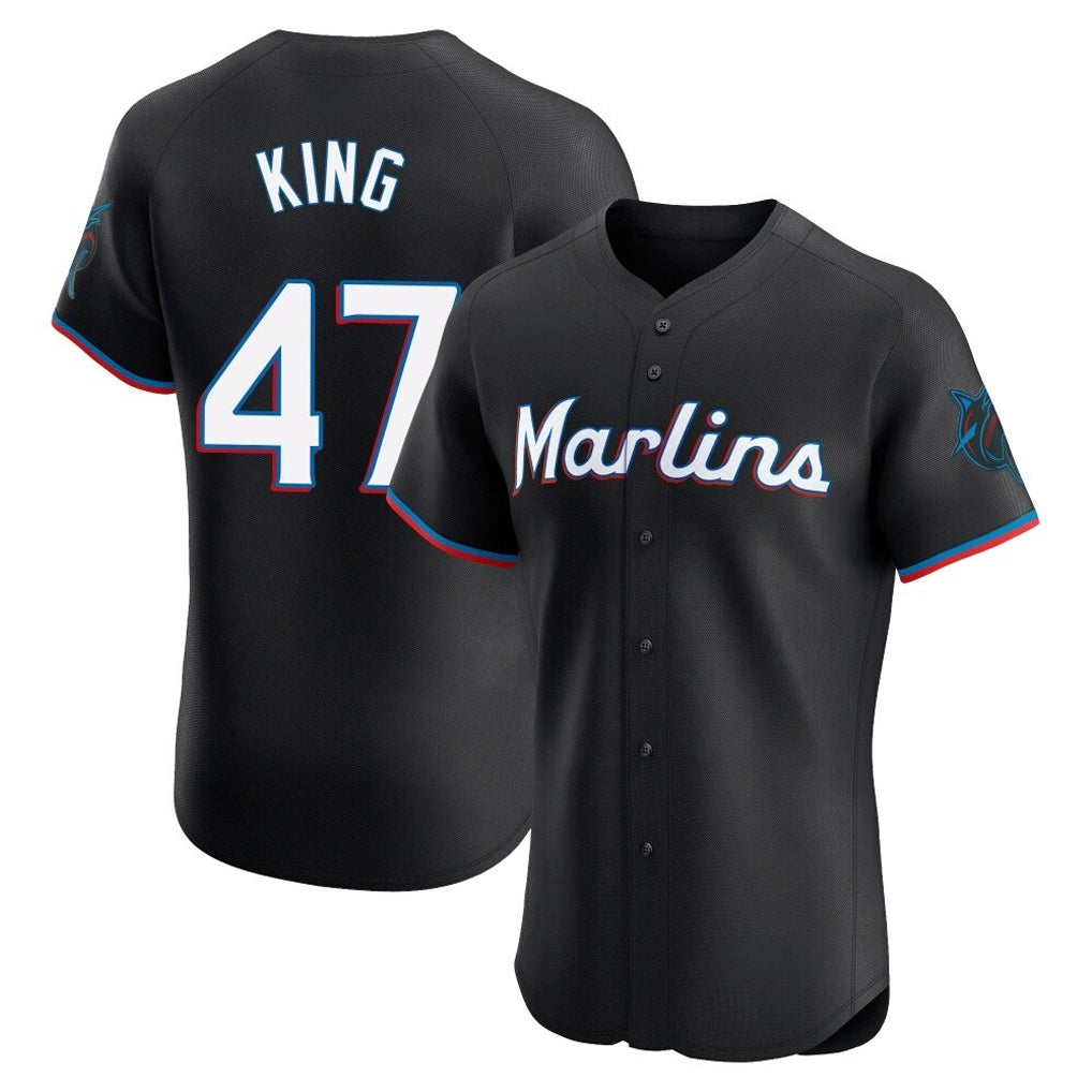 Choea M.Marlins #47 John King Player Black Vapor Home Limited Elite Stitched Jerseys