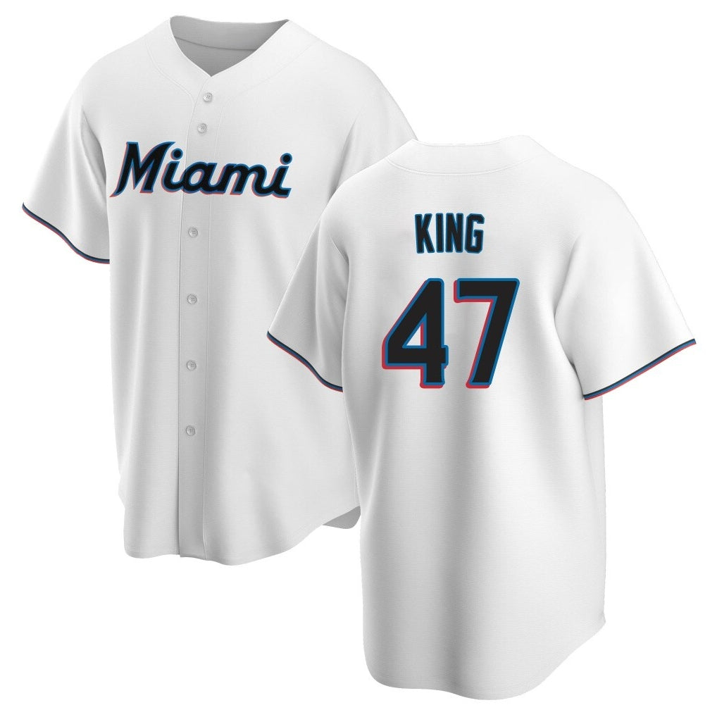 Choea M.Marlins #47 John King Player White  Home Game Stitched Jerseys