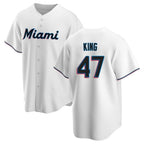 Choea M.Marlins #47 John King Player White  Home Game Stitched Jerseys