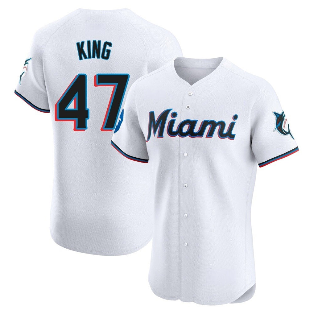 Choea M.Marlins #47 John King Player White  Home Limited Elite Stitched Jerseys