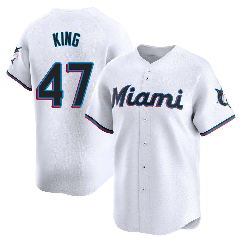 Choea M.Marlins #47 John King Player White  Home Limited Stitched Jerseys