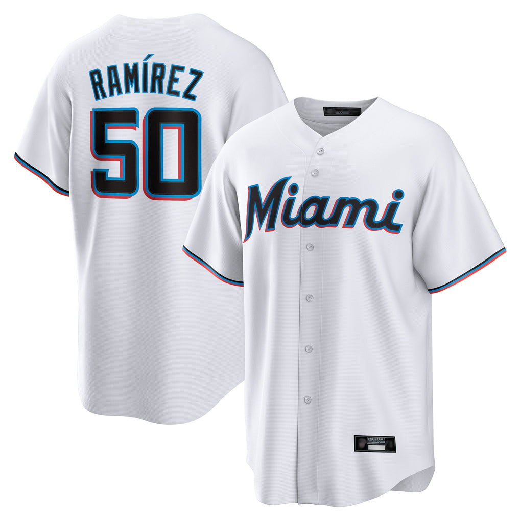 Choea M.Marlins #50 Agustin Ramirez Player White  Home Game Stitched Jerseys