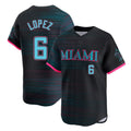 Choea M.Marlins #6 Otto Lopez Player Black City Connect Home Limited Stitched Jerseys