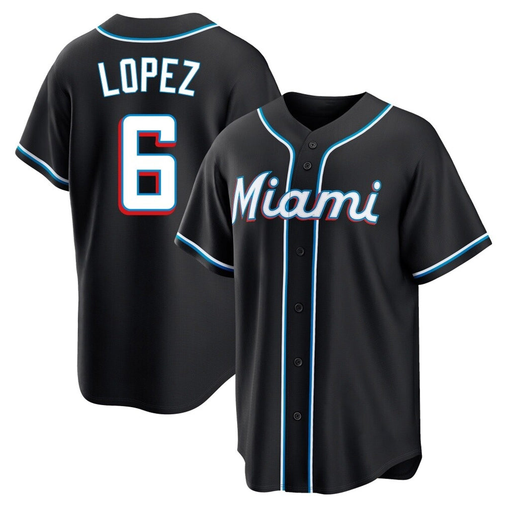 Choea M.Marlins #6 Otto Lopez Player Black Fashion Out Home Game Stitched Jerseys