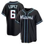Choea M.Marlins #6 Otto Lopez Player Black Fashion Out Home Game Stitched Jerseys
