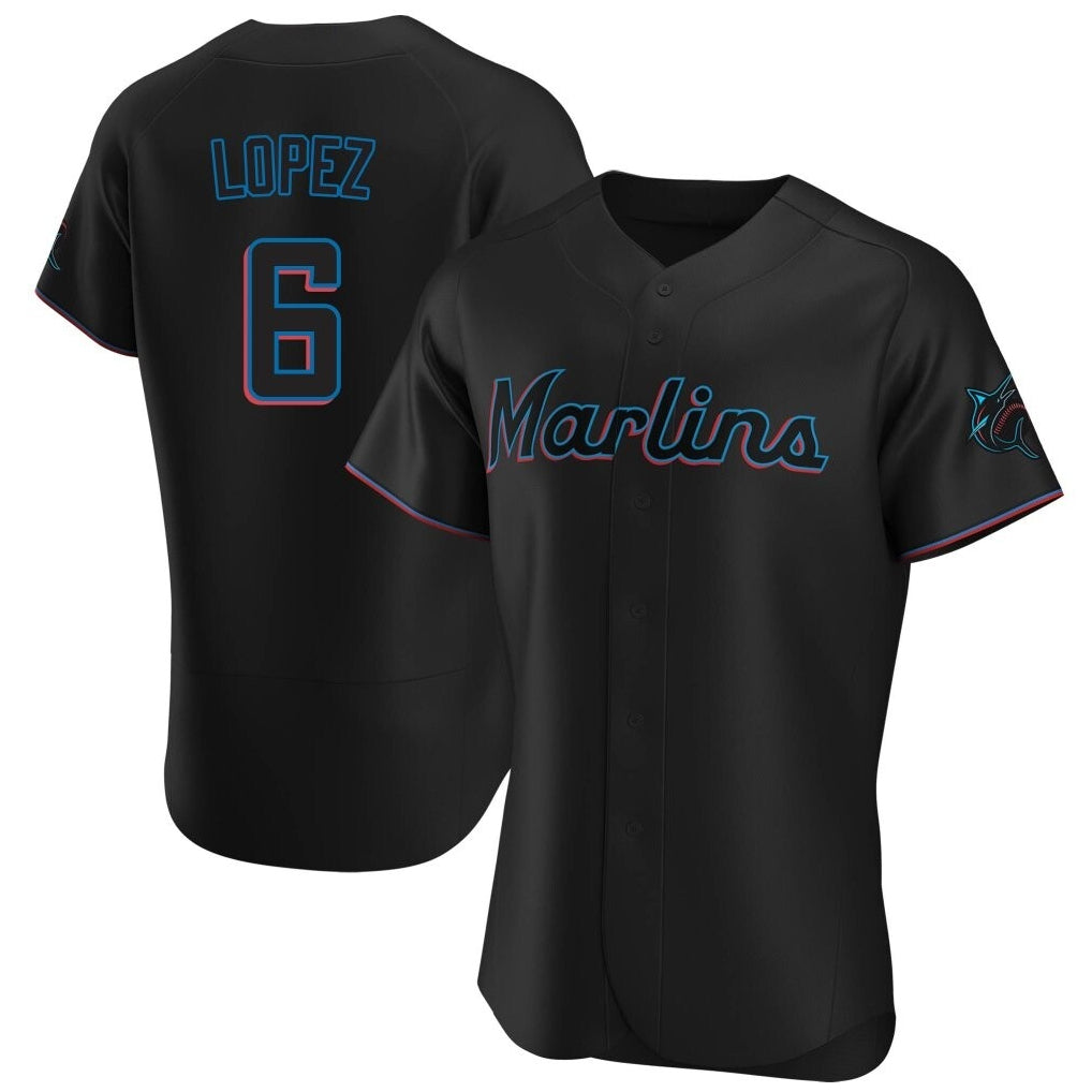 Choea M.Marlins #6 Otto Lopez Player Black Home Limited Elite Stitched Jerseys