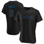 Choea M.Marlins #6 Otto Lopez Player Black Home Limited Elite Stitched Jerseys