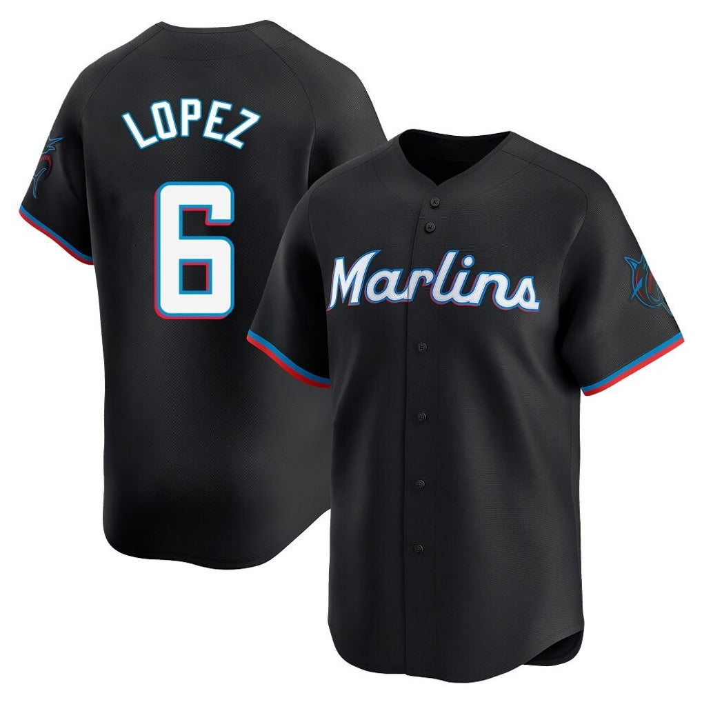 Choea M.Marlins #6 Otto Lopez Player Black  Home Limited Stitched Jerseys