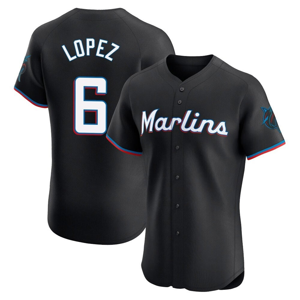 Choea M.Marlins #6 Otto Lopez Player Black Vapor Home Limited Elite Stitched Jerseys
