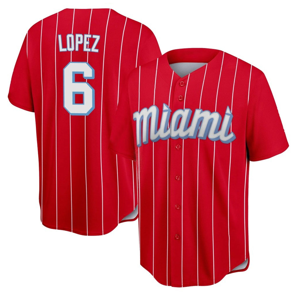 Choea M.Marlins #6 Otto Lopez Player Red City Connect Home Game Stitched Jerseys