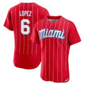 Choea M.Marlins #6 Otto Lopez Player Red City Connect Home Limited Elite Stitched Jerseys