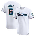 Choea M.Marlins #6 Otto Lopez Player White  Home Limited Elite Stitched Jerseys