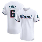 Choea M.Marlins #6 Otto Lopez Player White  Home Limited Elite Stitched Jerseys